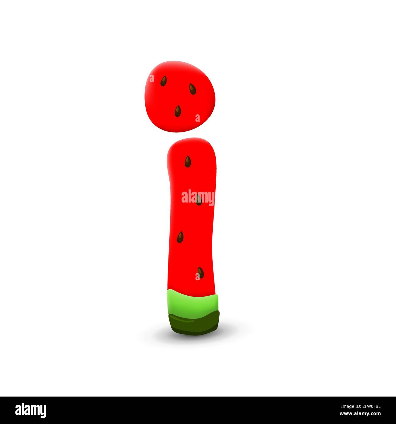 Watermelon letter I, 3d vector icon over white background Stock Vector