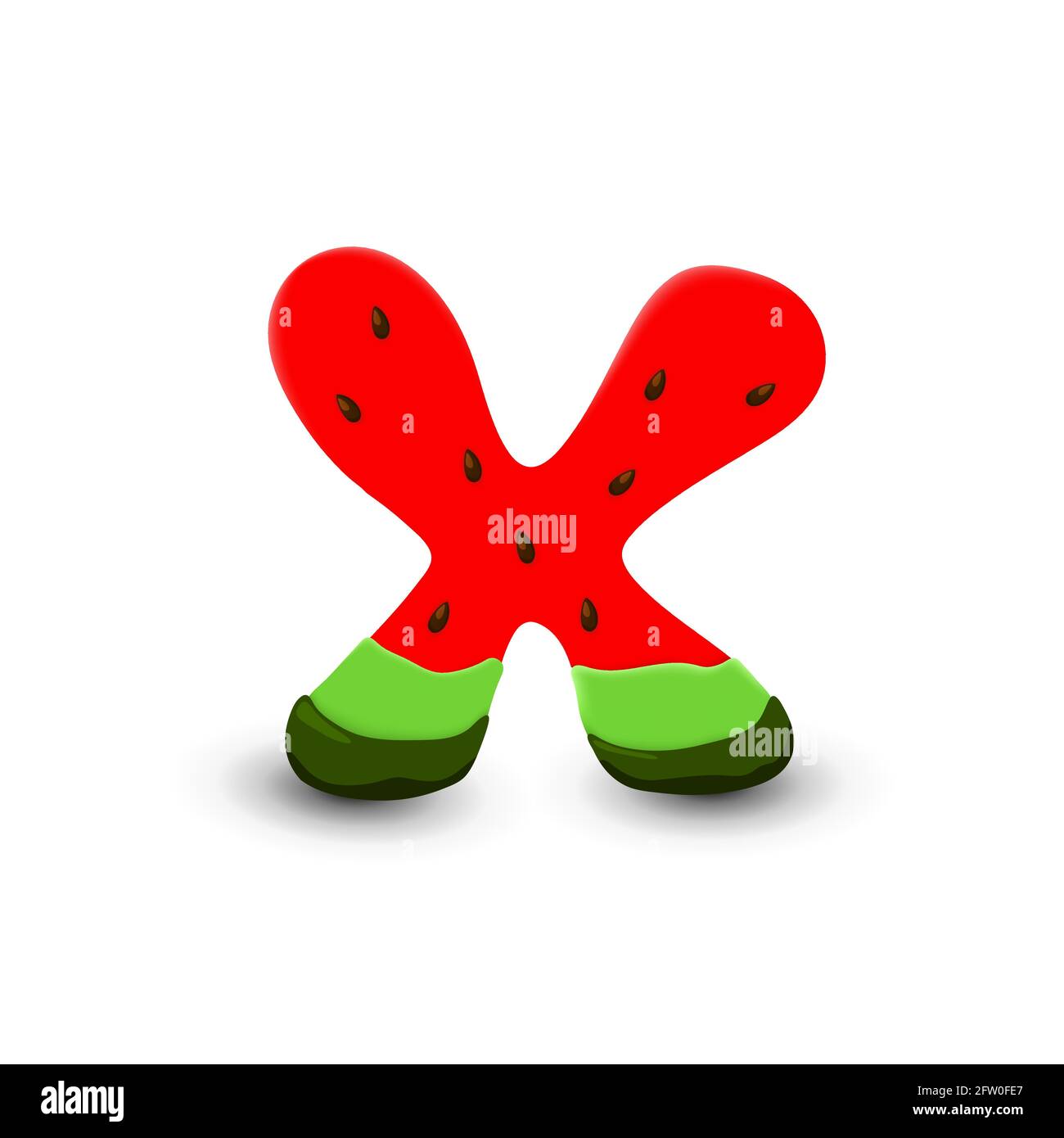 Watermelon letter X, 3d vector icon over white background Stock Vector