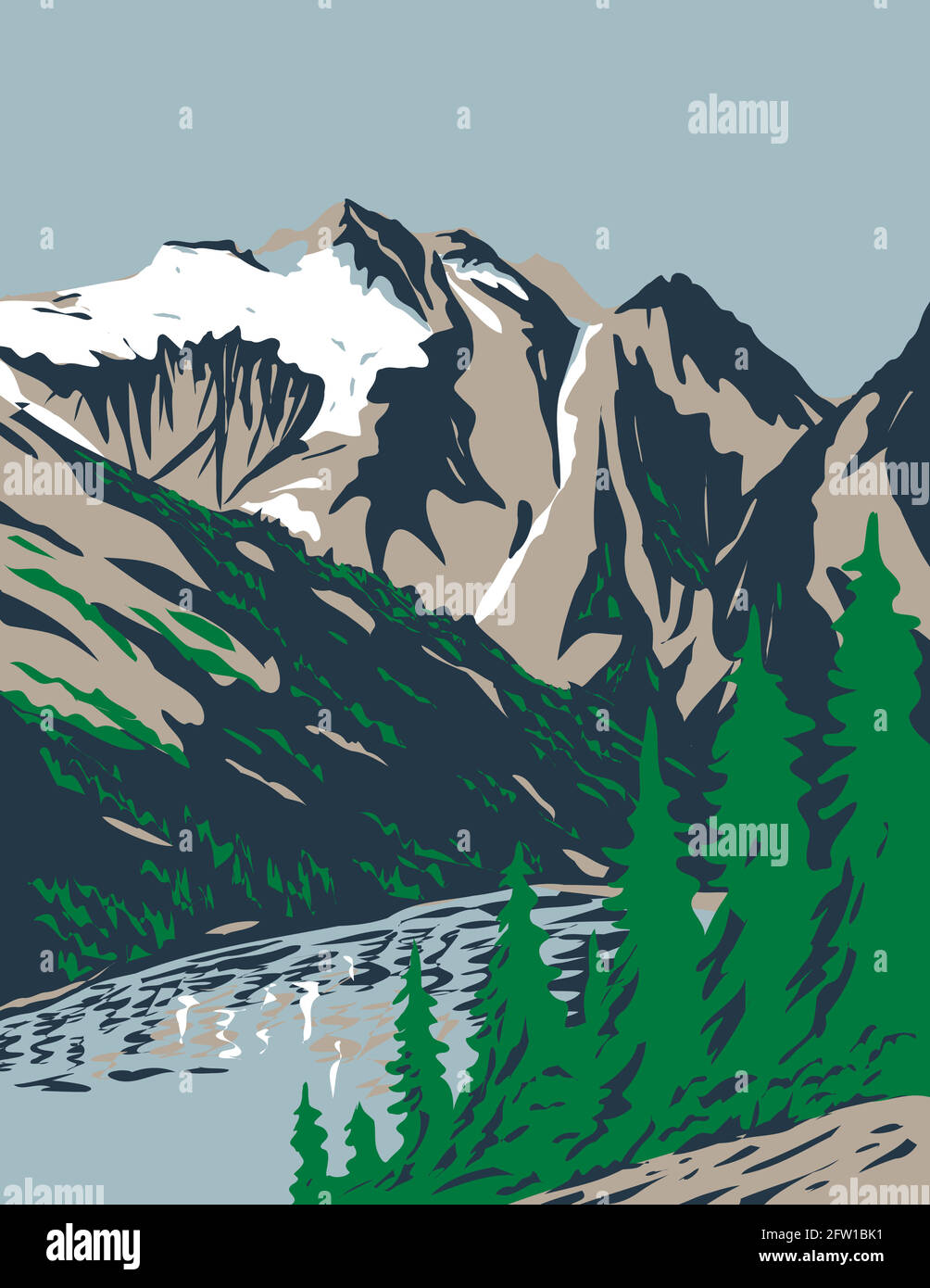 Washington cascade Stock Vector - Wpa Poster Art Of Summit Of Mount Triumph In Cascade Range Located In Northern Cascades National Park In Washington Done In Works Project Administrati 2FW1BK1 