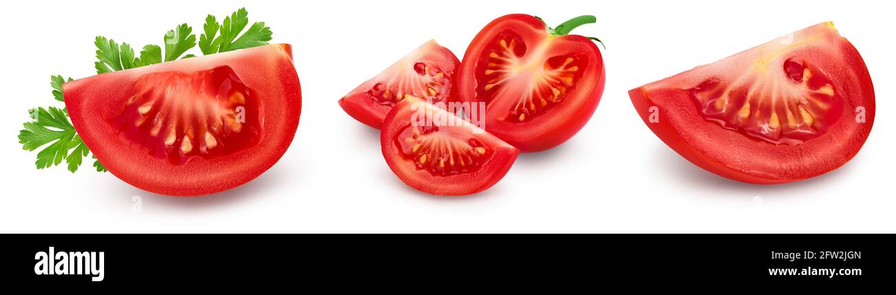Tomato with slices isolated on white background with clipping path and ...