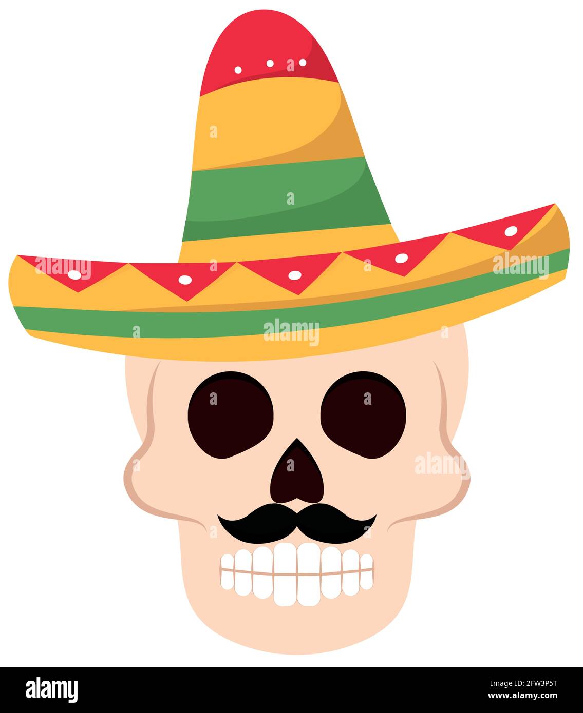 Isolated mexican skull with a traditional hat Vector Stock Vector