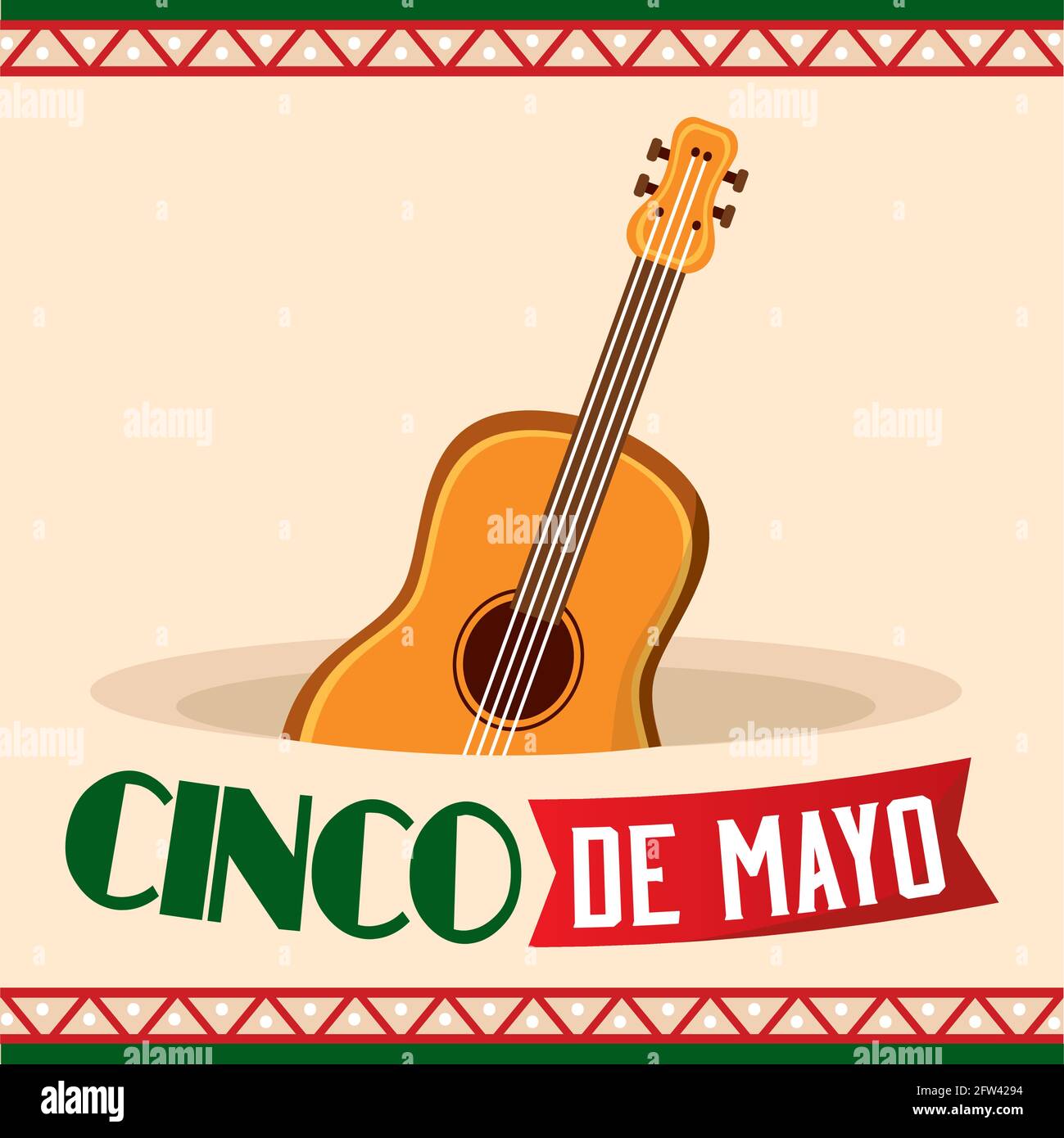 Cinco de mayo poster with a guitar Vector Stock Vector Image & Art - Alamy