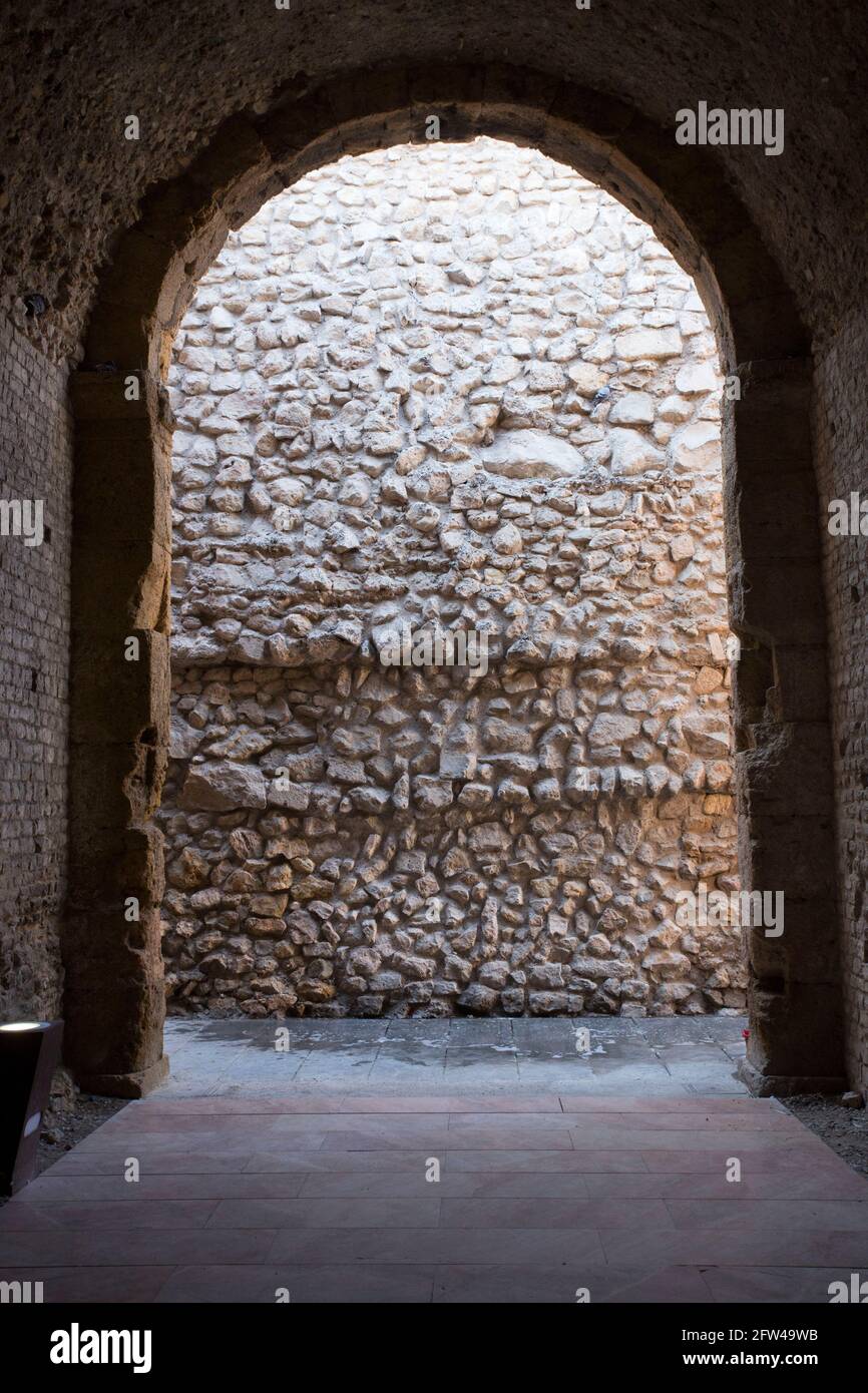 Tarragona, Spain, March 1, 2020 Colosseum arena base and spectators