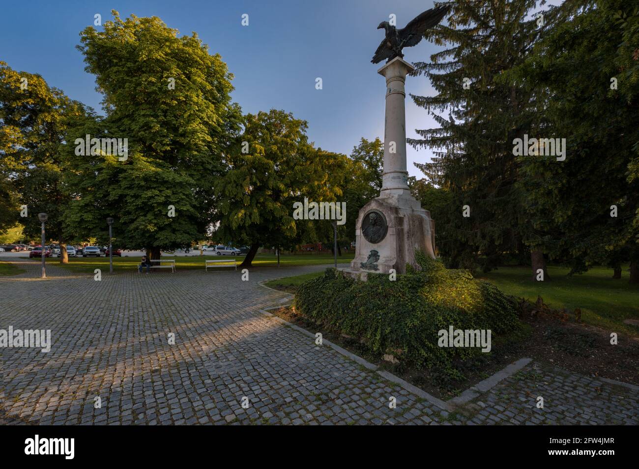 Monument of Nikola Zrinski on the central square in old town Cakovec, Medimurje, Croatia Stock Photo