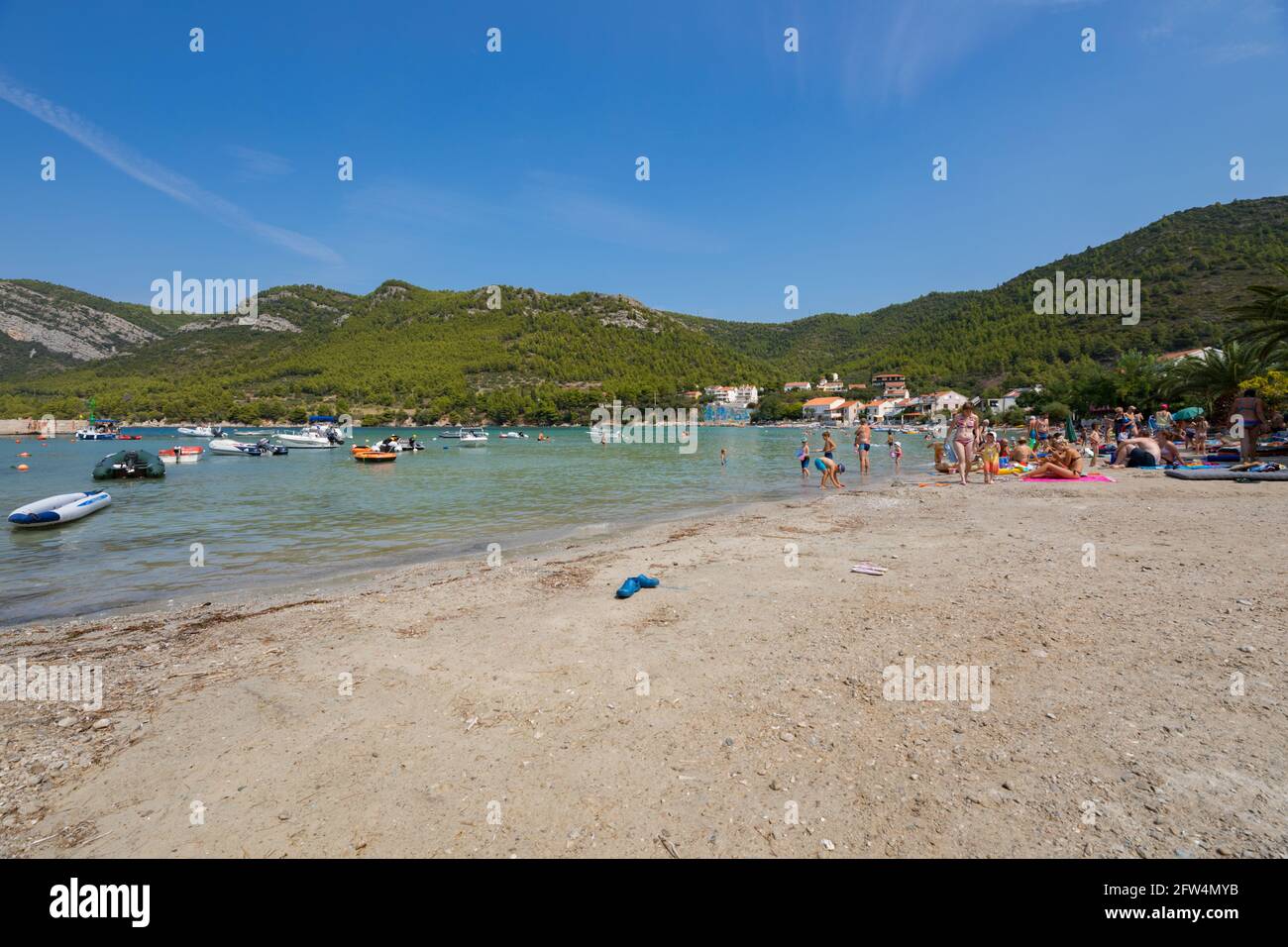 Beach in small place Zuljana on peninsula Peljesac, Dalmatia, Croatia ...