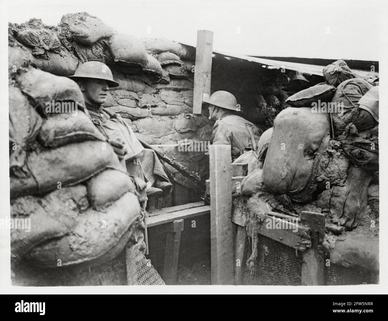 World War One, WWI, Western Front Troops watching the German trenches