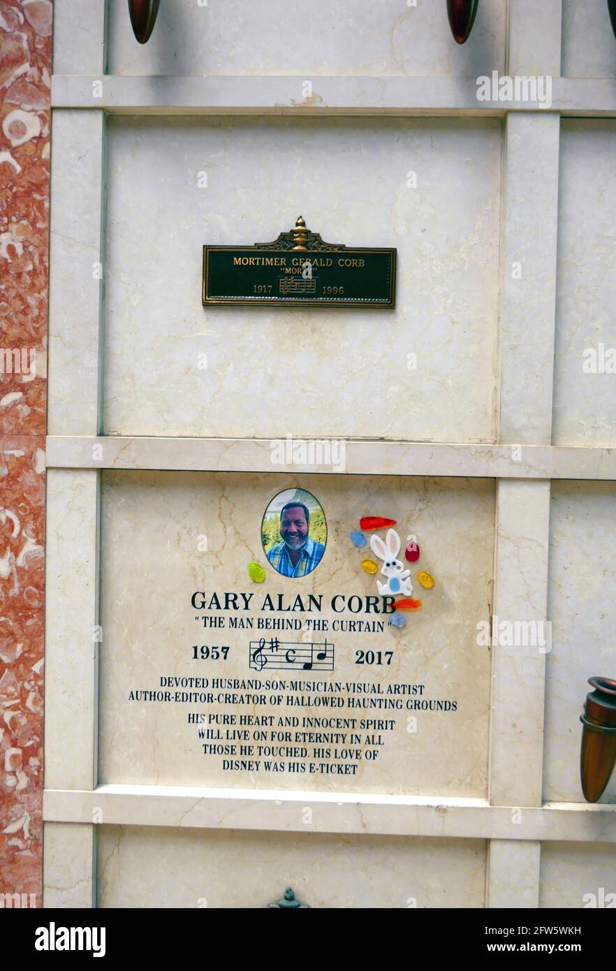 Los Angeles, California, USA 19th May 2021 A general view of atmosphere of musician Morty Corb's Grave and son musician Gary Alan Corb's Grave in Abbey of the Psalms at Hollywood Forever Cemetery on May 19, 2021 in Los Angeles, California, USA. Photo by Barry King/17�Թ����� Stock Photo Stock Photo