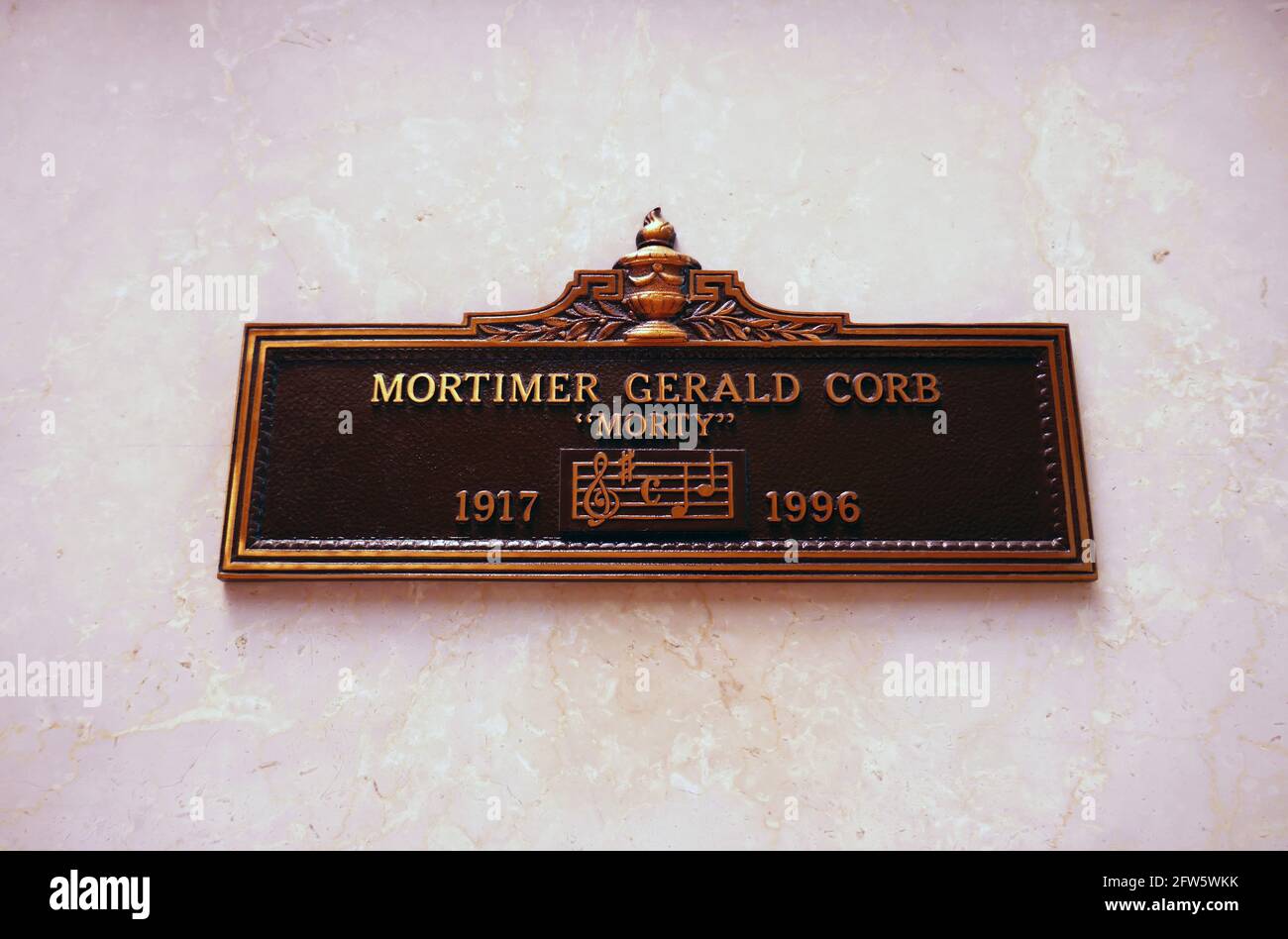 Los Angeles, California, USA 19th May 2021 A general view of atmosphere of musician Morty Corb's Grave in Abbey of the Psalms at Hollywood Forever Cemetery on May 19, 2021 in Los Angeles, California, USA. He performed with Nat King Cole, Ella Fitzgerald, Pearly Bailey and Louis Armstrong. Photo by Barry King/17�Թ����� Stock Photo Stock Photo