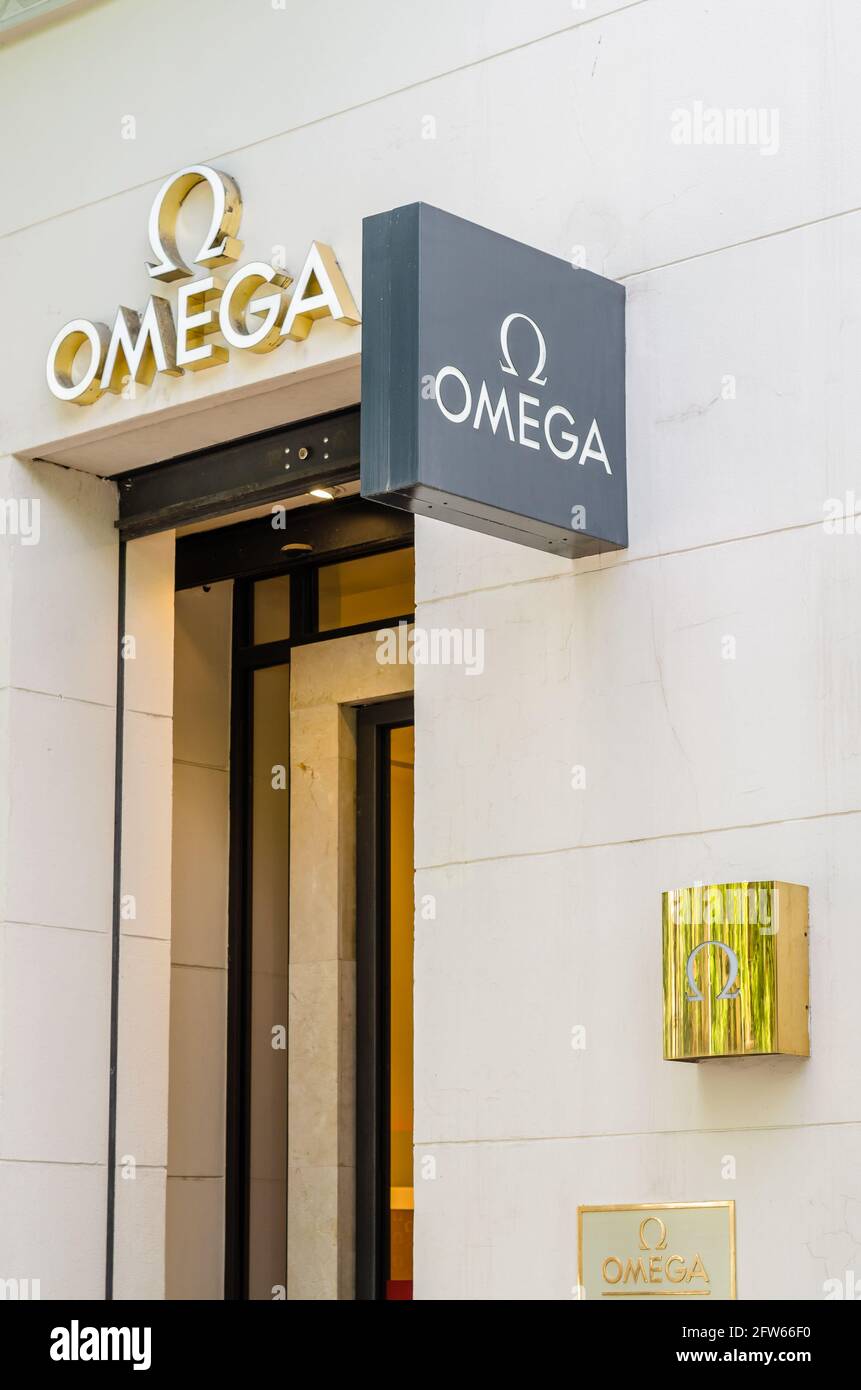 MADRID SPAIN MAY 12 2021 Facade of Omega store in Madrid Spain. Omega is a Swiss luxury watchmaker founded by Louis Brandt in 1903 currently ow Stock Photo Alamy