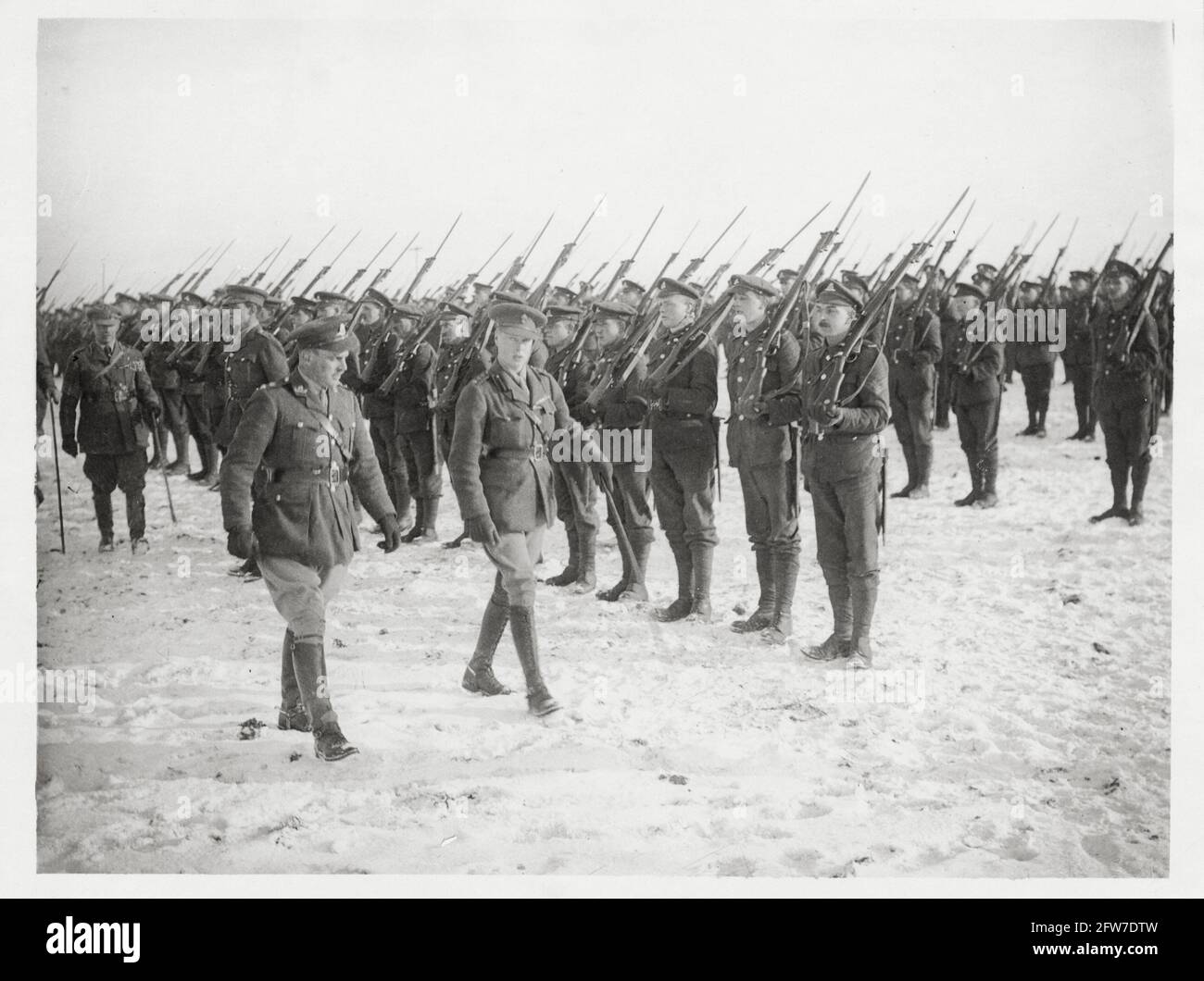 World War One, WWI, Western Front - Prince of Wales inspecting a battalion in France Stock Photo