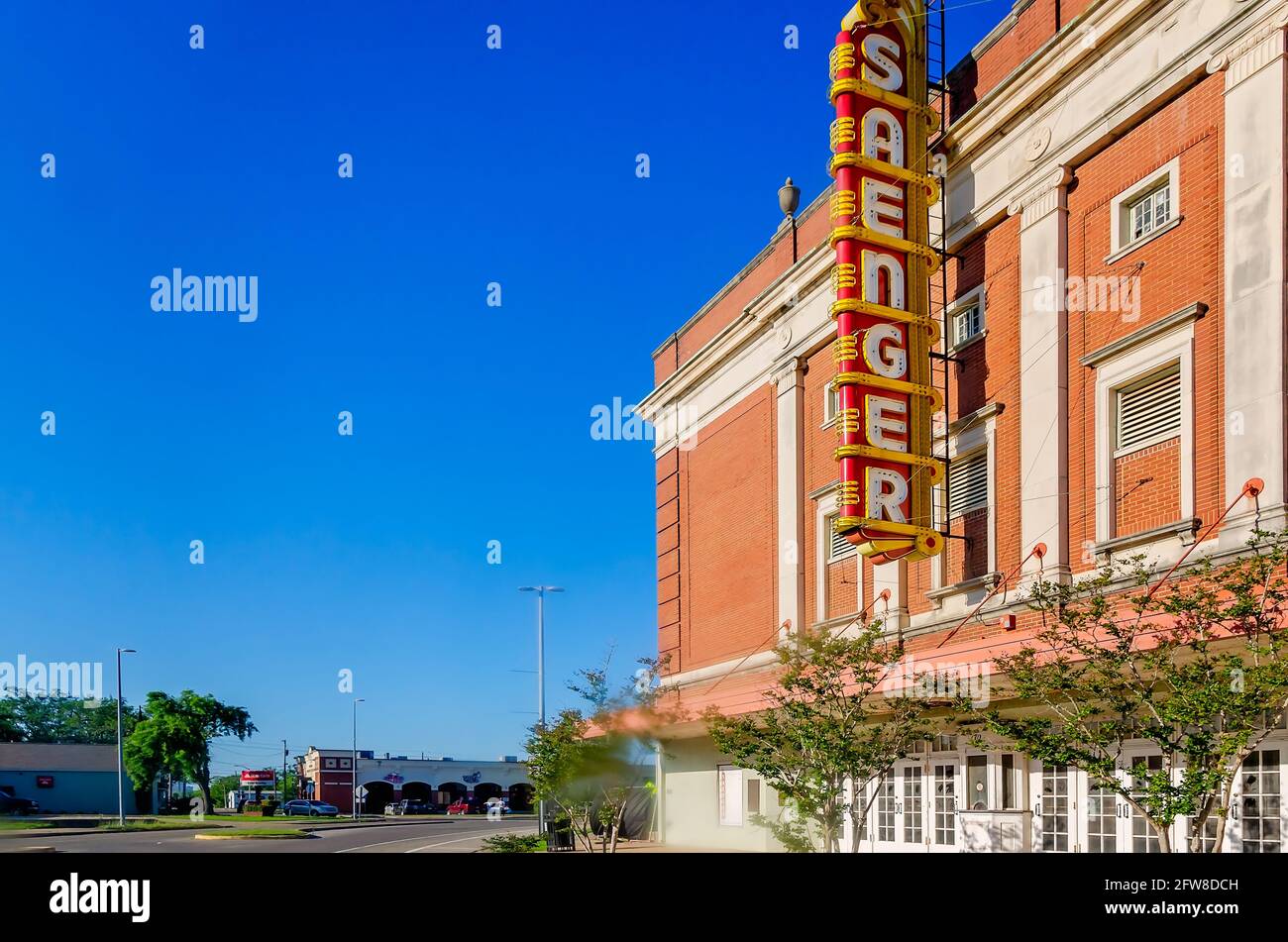 The Saenger Theatre is pictured, May 8, 2021, in Biloxi, Mississippi. The theatre was built in 1928 in the New Classical Revival architectural style . Stock Photo