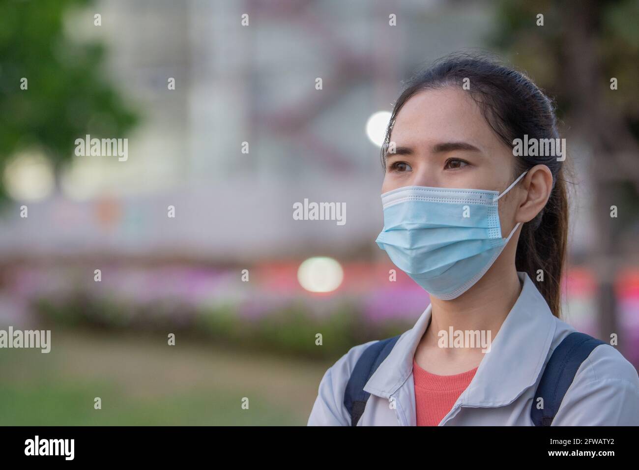 Women workers in Thai industrial factories wear masks to prevent COVID