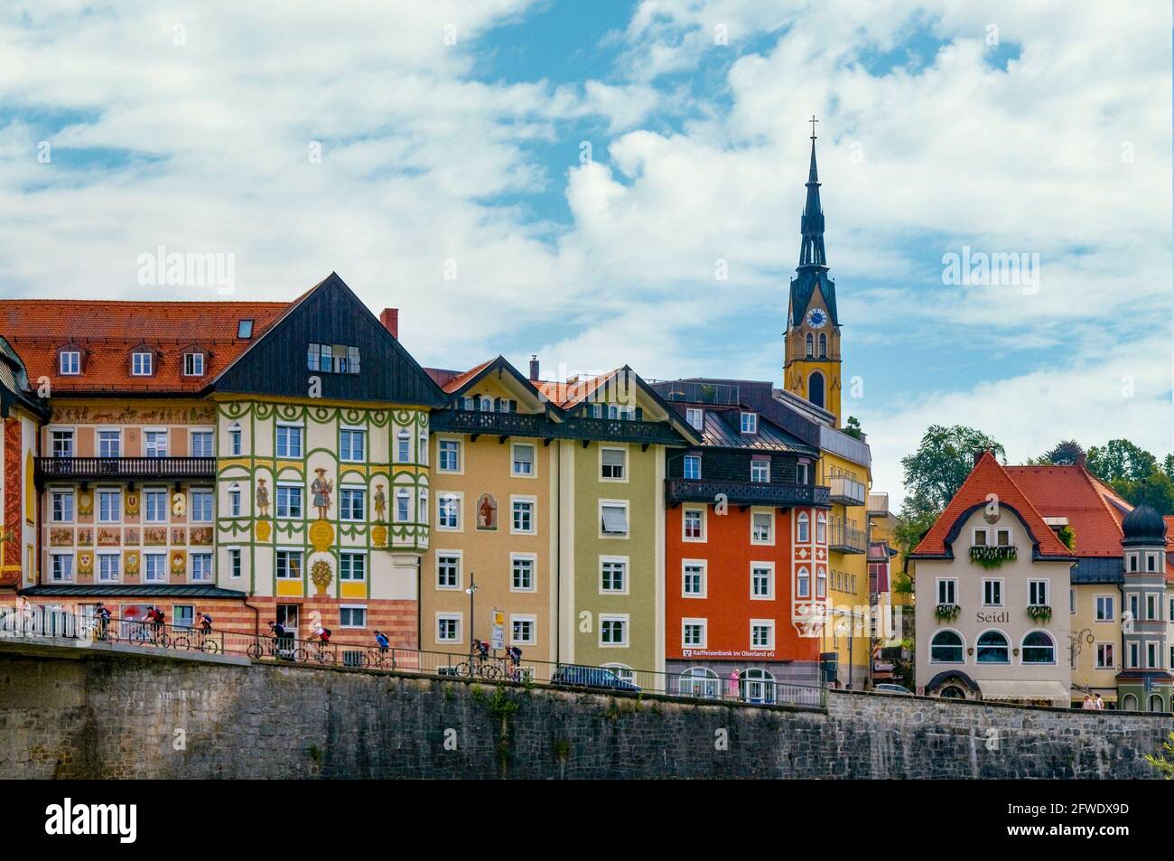 Colourful Buildings at Bad Tolz Stock Photo