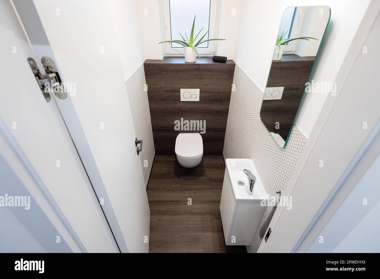 Tiny restroom of contemporary apartment Stock Photo