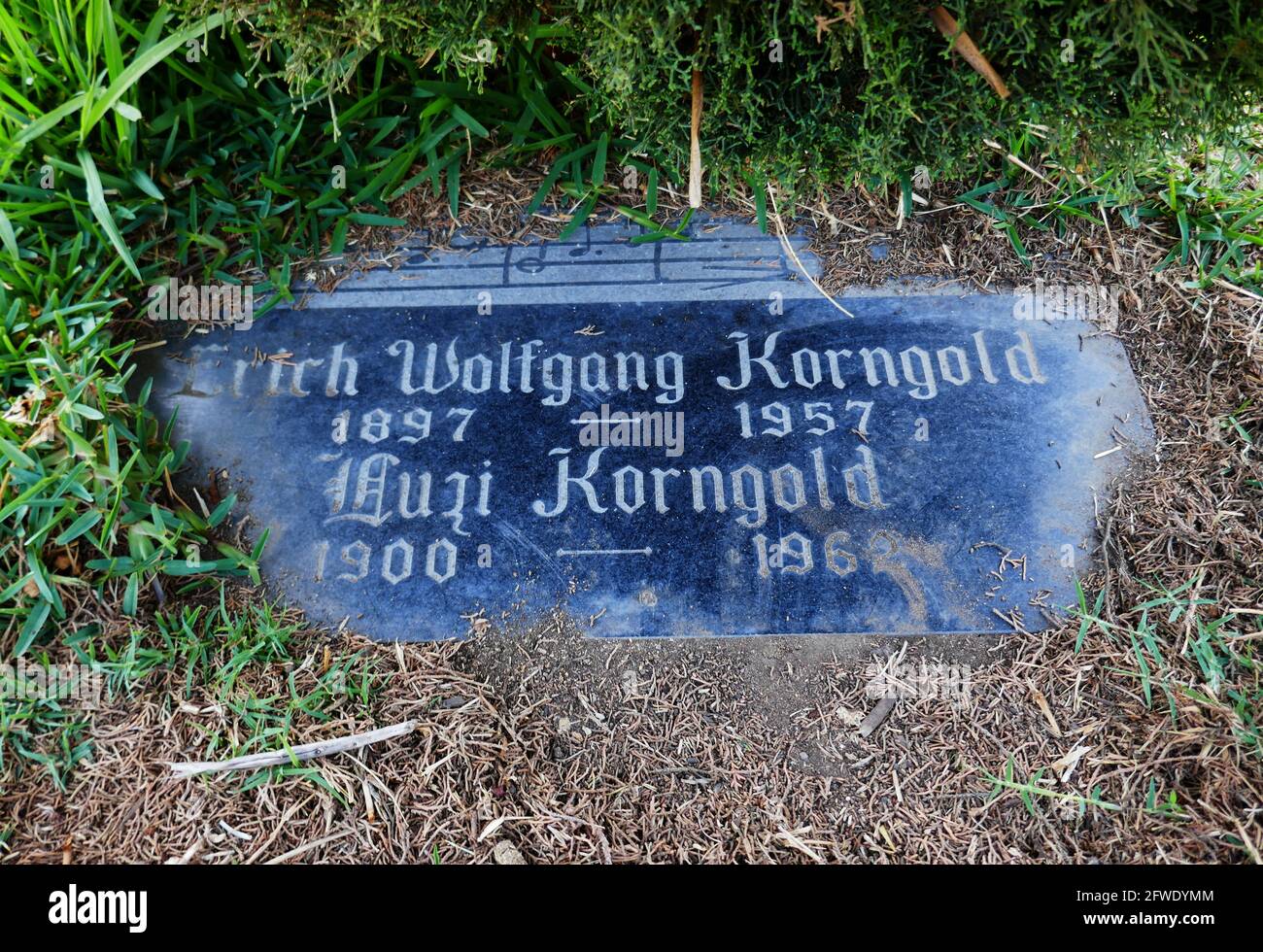 Los Angeles, California, USA 19th May 2021 A general view of atmosphere of composer Erich Wolfgang Korngold's grave at Hollywood Forever Cemetery on May 19, 2021 in Los Angeles, California, USA. Photo by Barry King/Alamy Stock Photo Stock Photo