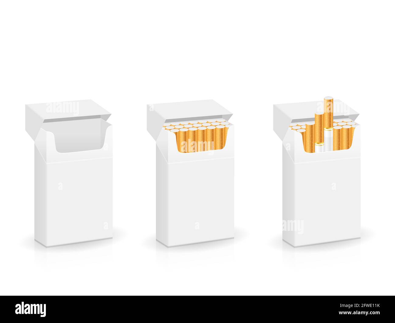 Pack of cigarettes set on a white background. Vector illustration Stock ...