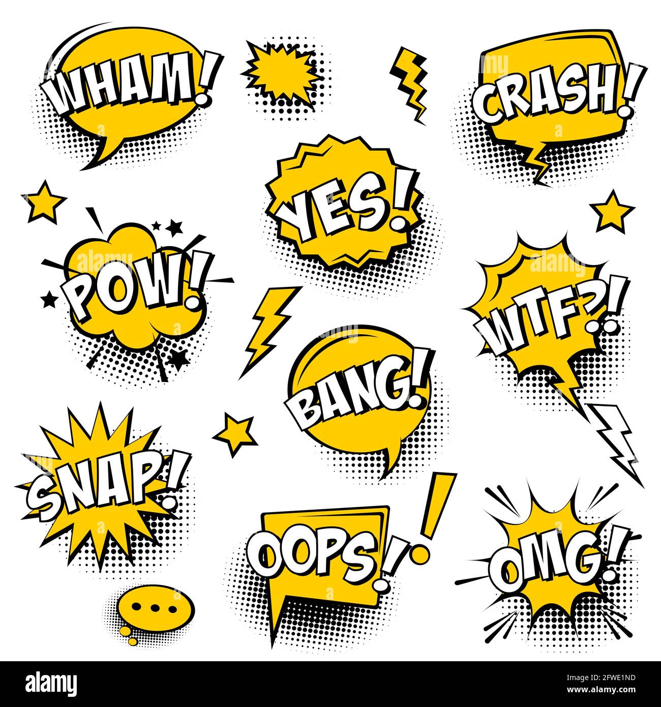 Free Vector  Roar pop art comic speech bubbles book sound effects