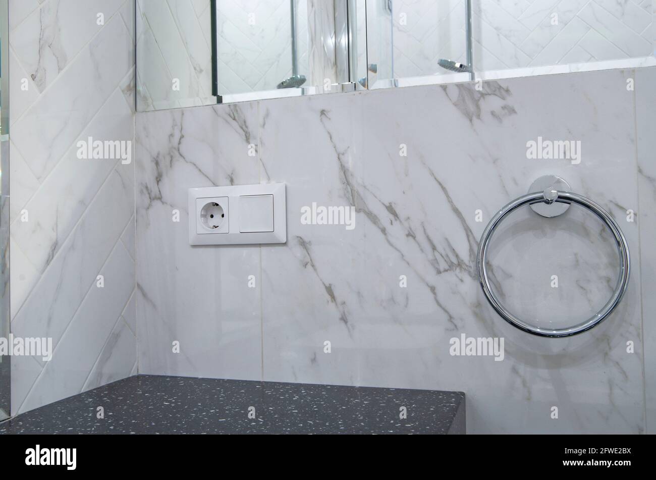 modern shower with light switch in the bathroom Stock Photo Alamy