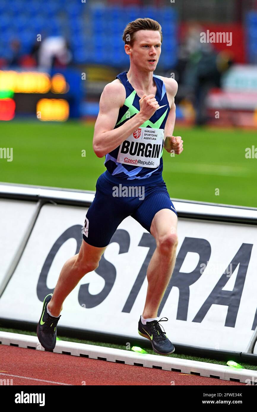 Max Burgin (GBR) wins the 800m in a national junior record 1:44.14 during the 60th Ostrava Golden Spike track and field meeting at Mestsky Stadium in Stock Photo