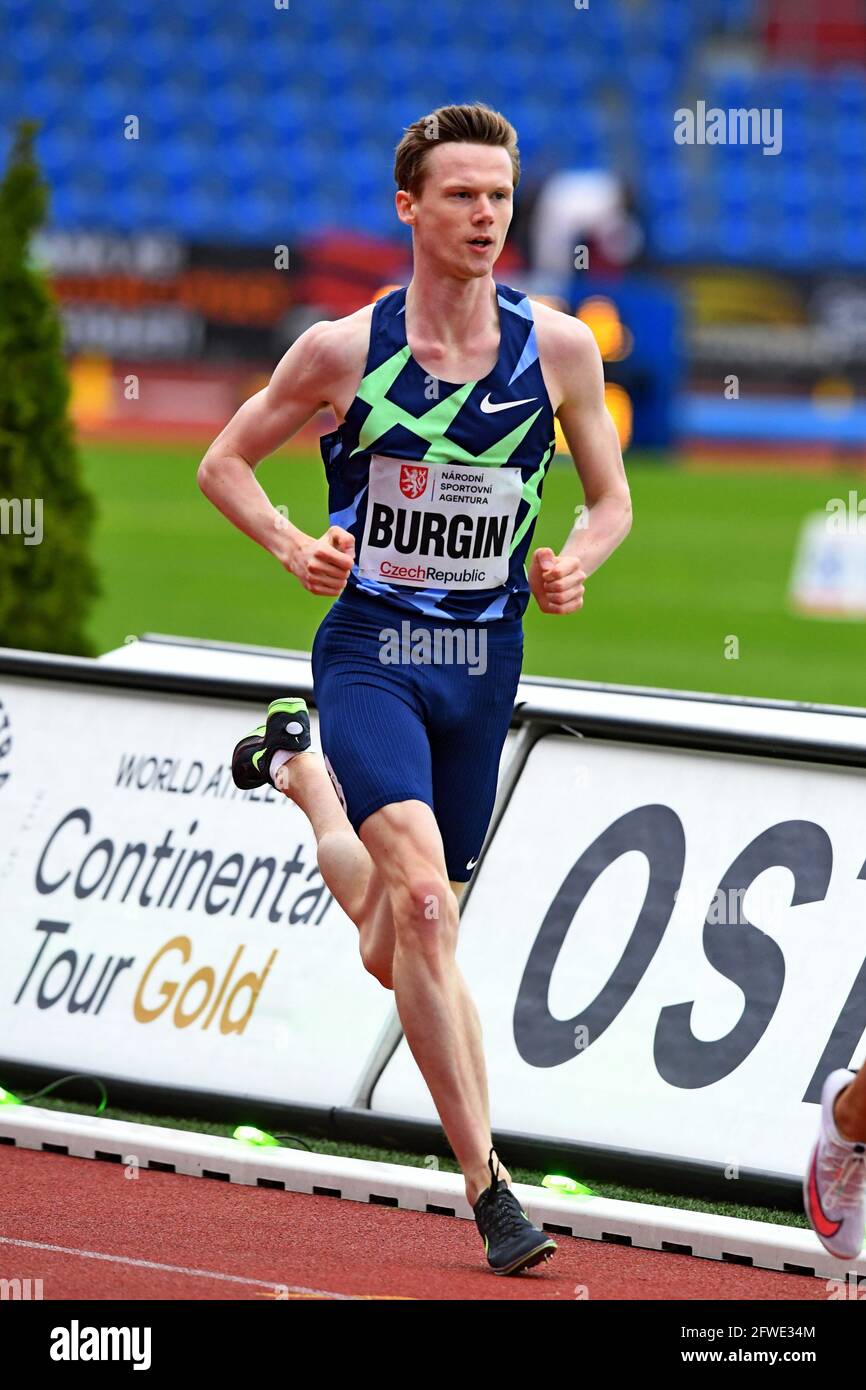 Max Burgin (GBR) wins the 800m in a national junior record 1:44.14 during the 60th Ostrava Golden Spike track and field meeting at Mestsky Stadium in Stock Photo