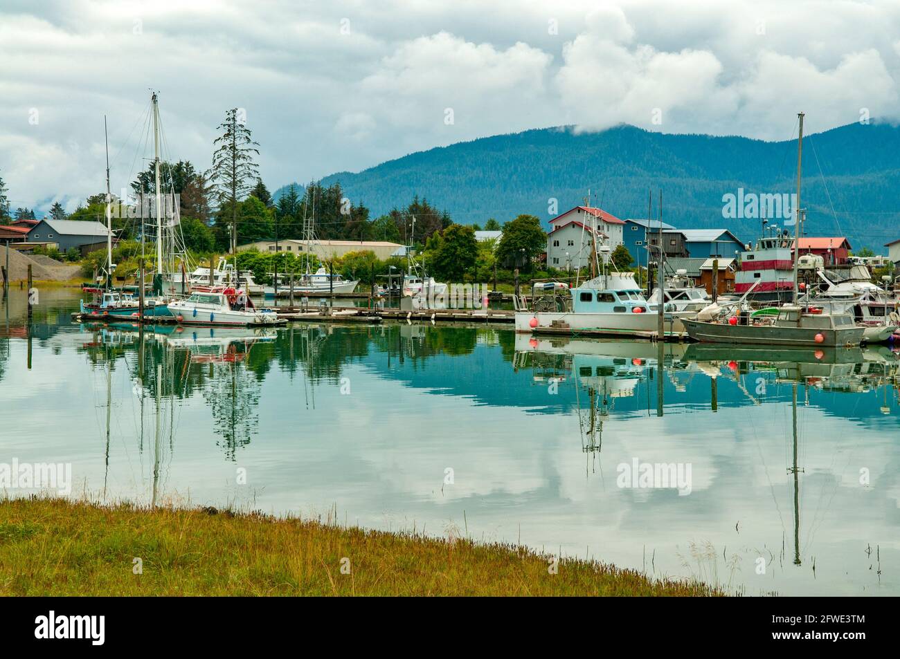 Shakes Island Boat Harbour, Wrangell, Alaska, USA Stock Photo