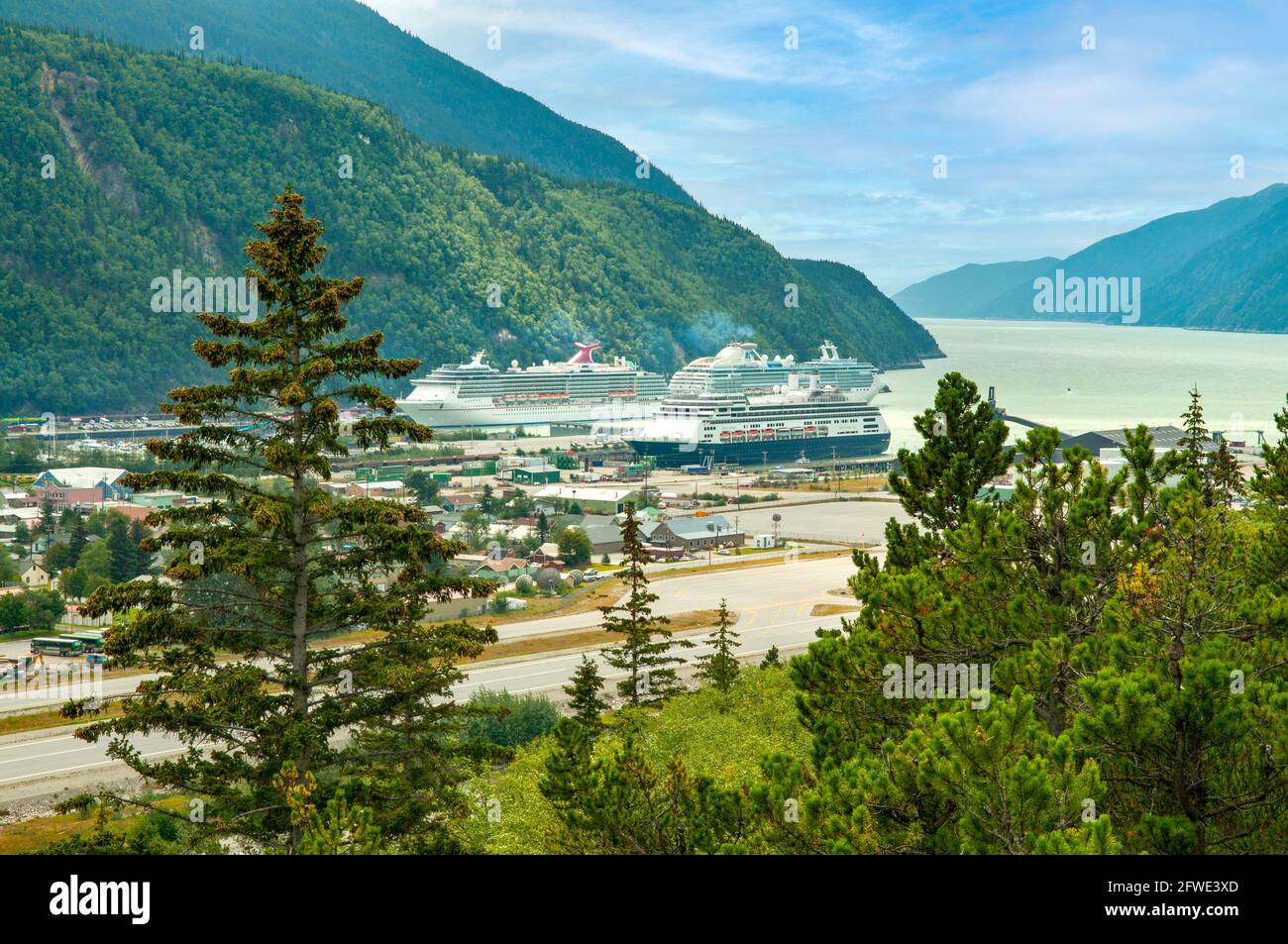Cruise Ships at Skagway, Alaska, USA Stock Photo