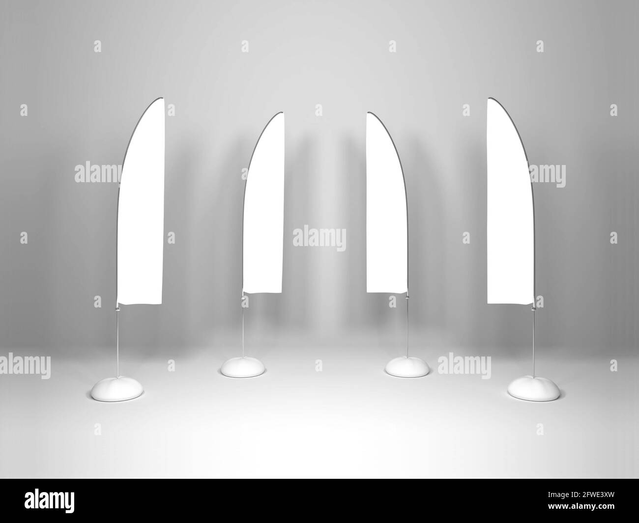 Realistic Beach Banner Flag 3D Illustration Mockup Scene on Isolated ...