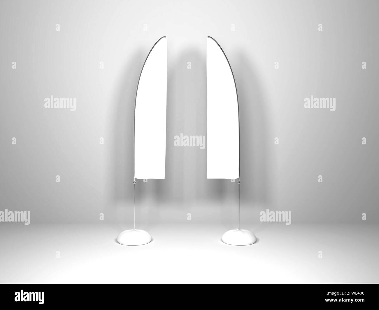 Realistic Beach Banner Flag 3D Illustration Mockup Scene on Isolated ...