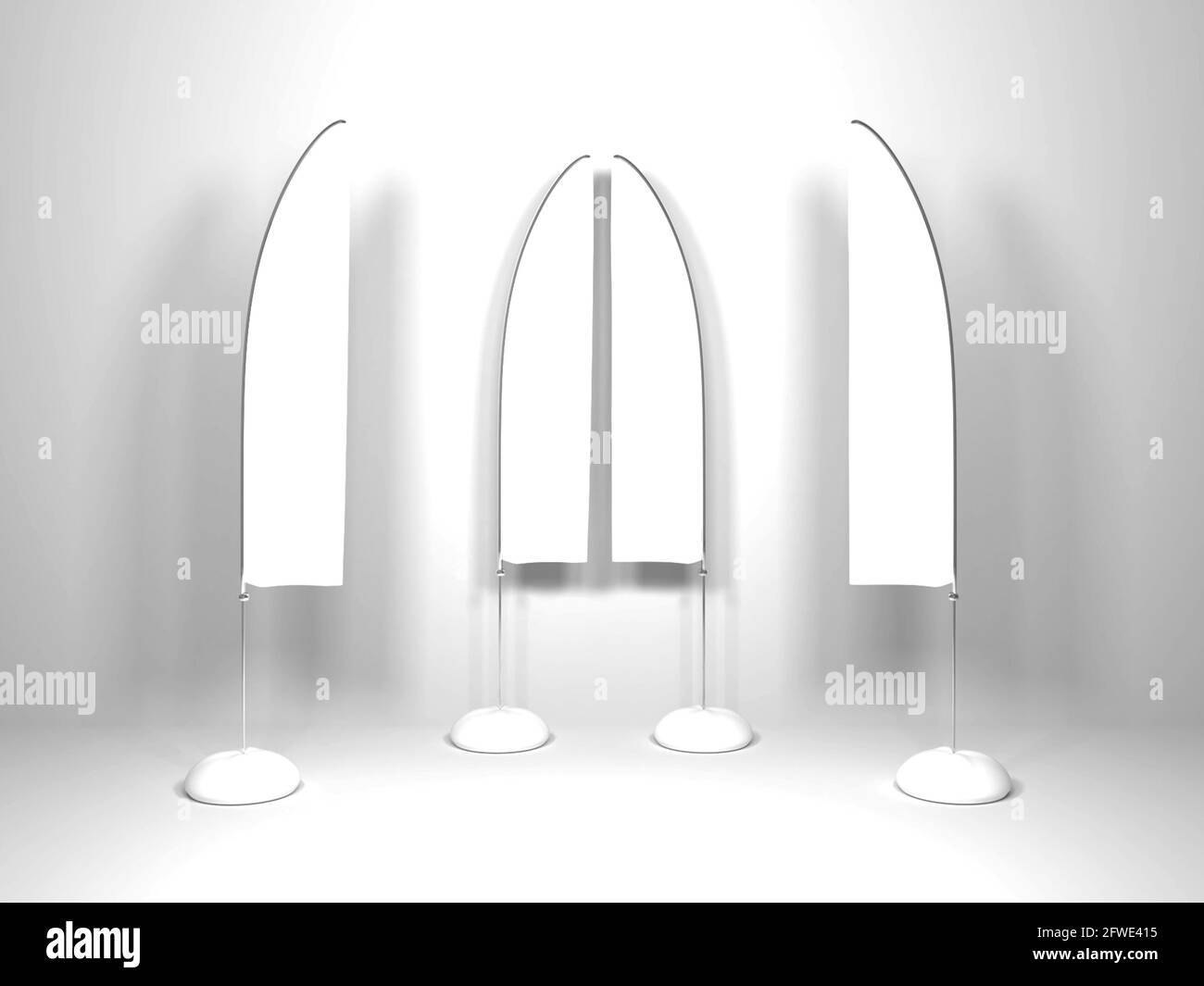 Realistic Beach Banner Flag 3D Illustration Mockup Scene on Isolated ...