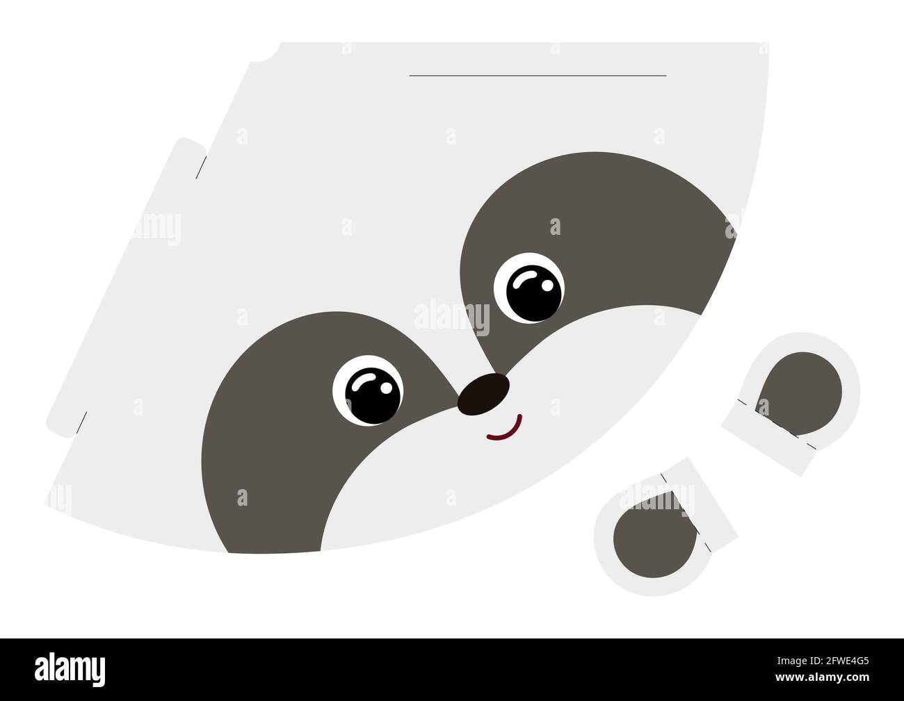 Printable badger paper hat. Party die cut template for birthday