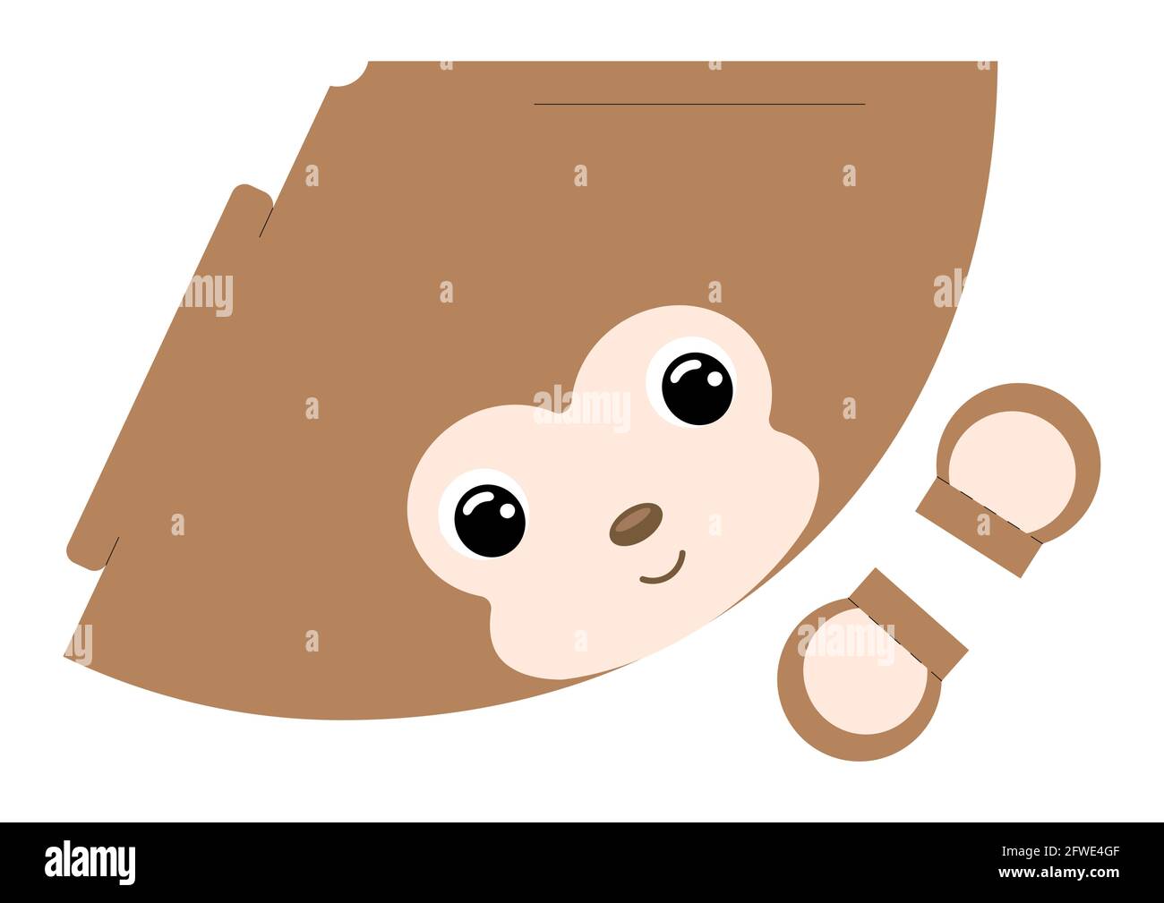 Printable monkey paper hat. Party die cut template for birthday
