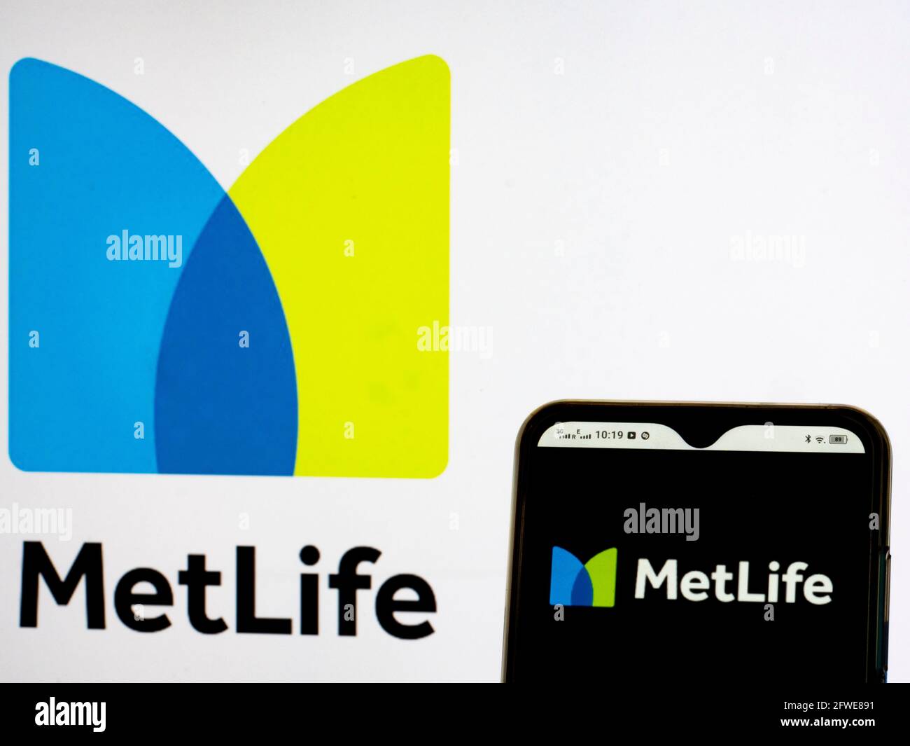 In this photo illustration MetLife, Inc. logo seen displayed on a ...
