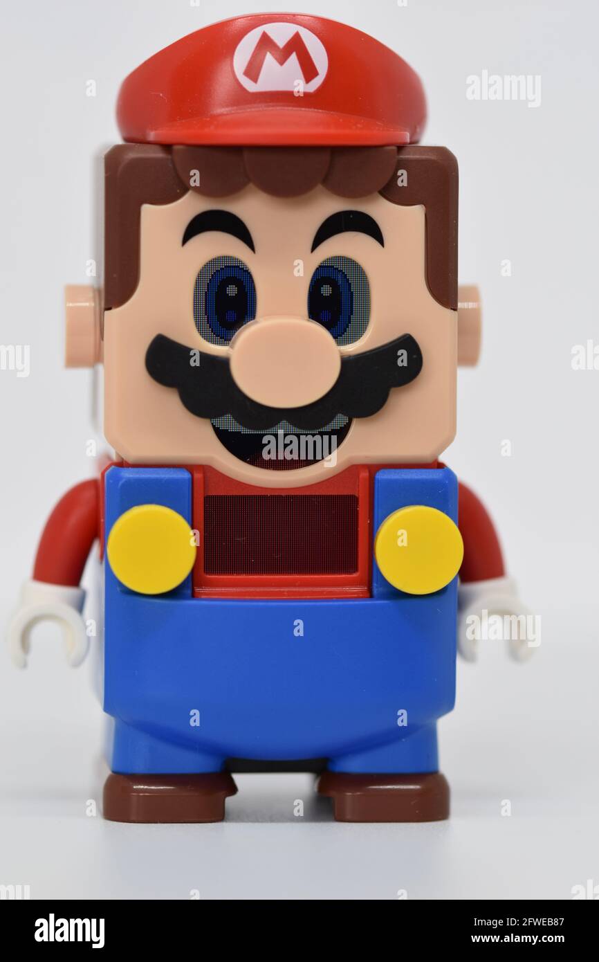 An image of Mario from the LEGO 71360 Super Mario Adventures with Mario Starter Course set Stock Photo