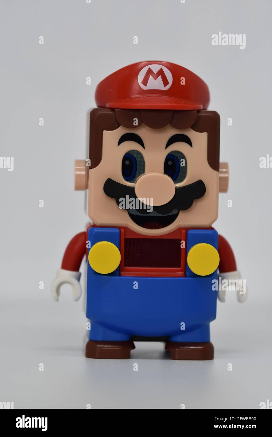 An image of Mario from the LEGO 71360 Super Mario Adventures with Mario Starter Course set Stock Photo