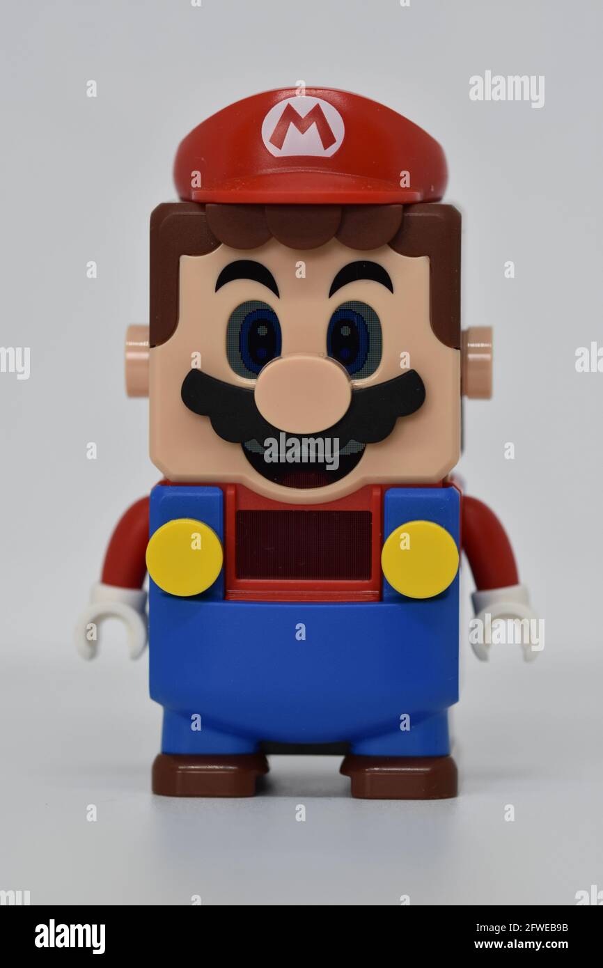 An image of Mario from the LEGO 71360 Super Mario Adventures with Mario Starter Course set Stock Photo