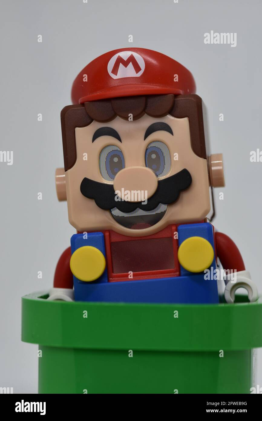 An image of Mario from the LEGO 71360 Super Mario Adventures with Mario Starter Course set Stock Photo