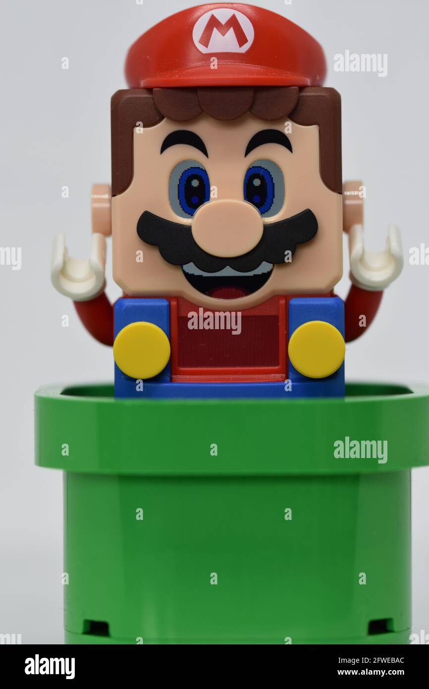 An image of Mario from the LEGO 71360 Super Mario Adventures with Mario Starter Course set Stock Photo