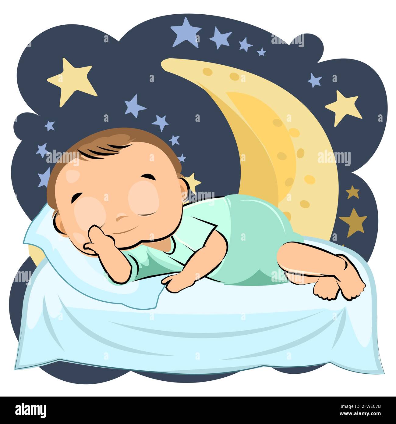 Little baby sleeping. Boy. Asleep. Isolated object on a white background.  Cheerful kind funny. Cartoons flat style. Preschool age. Childhood Vector  Stock Vector Image & Art - Alamy