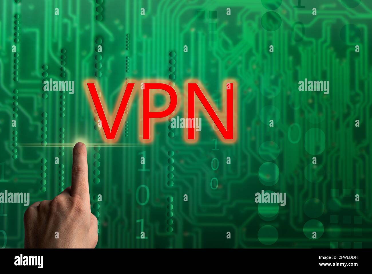 Man using hacking vpn. Data thief, internet fraud, dark web and cyber security concept Stock Photo