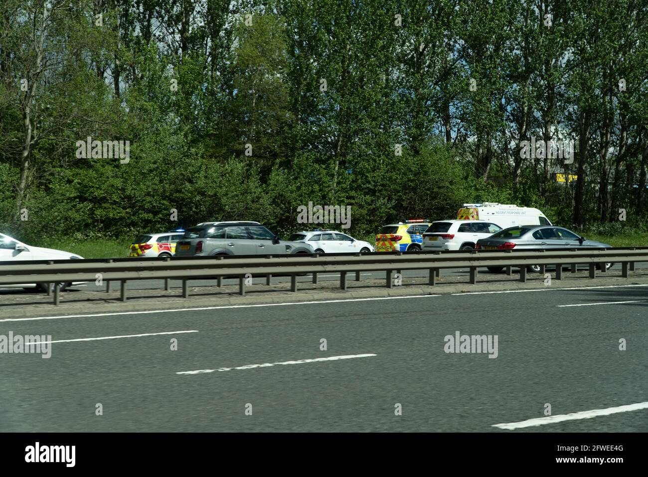M8, Glasgow, Scotland, UK, 22nd of May 2021 Car accident on the M8