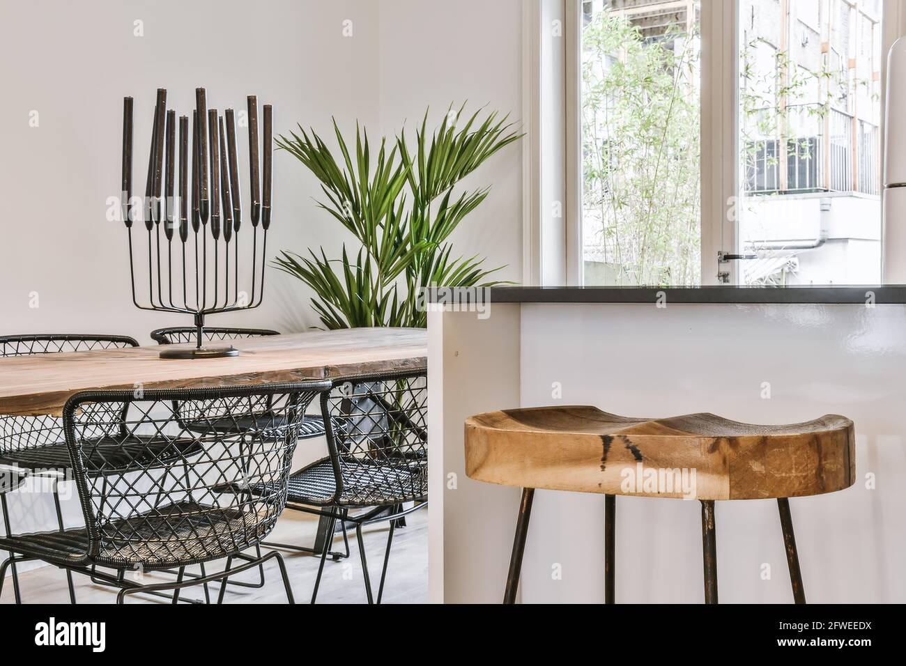 Bright and beautiful dining room interior design Stock Photo - Alamy