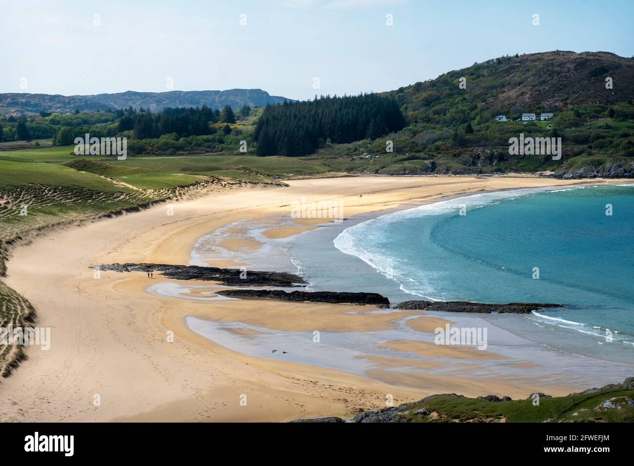 Elevated view of the beach at Kiloran Bay on the Isle of Colonsay, Inner Hebrides, Argyll and Bute, Scotland Stock Photo
