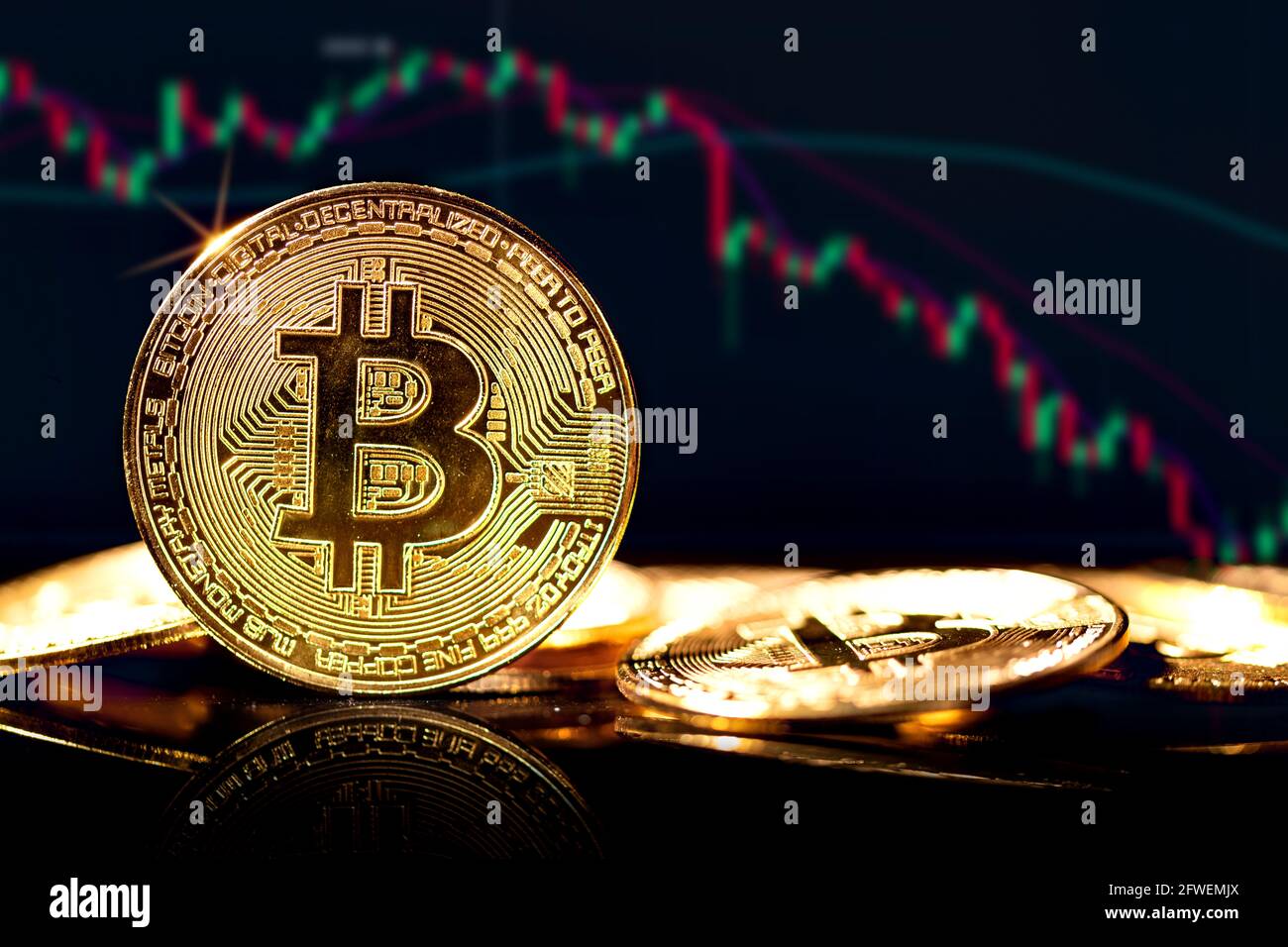 Bitcoin. Dangers and risks of investing to bitcoin, speculation. Negative  tendency. Index in the red zone Stock Photo - Alamy