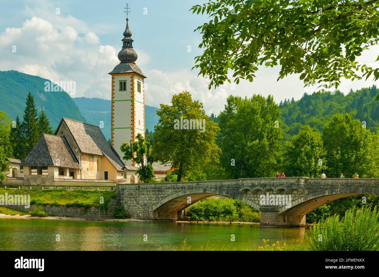 Church of St John the Baptist, Lake Bohinj, Slovenia Stock Photo