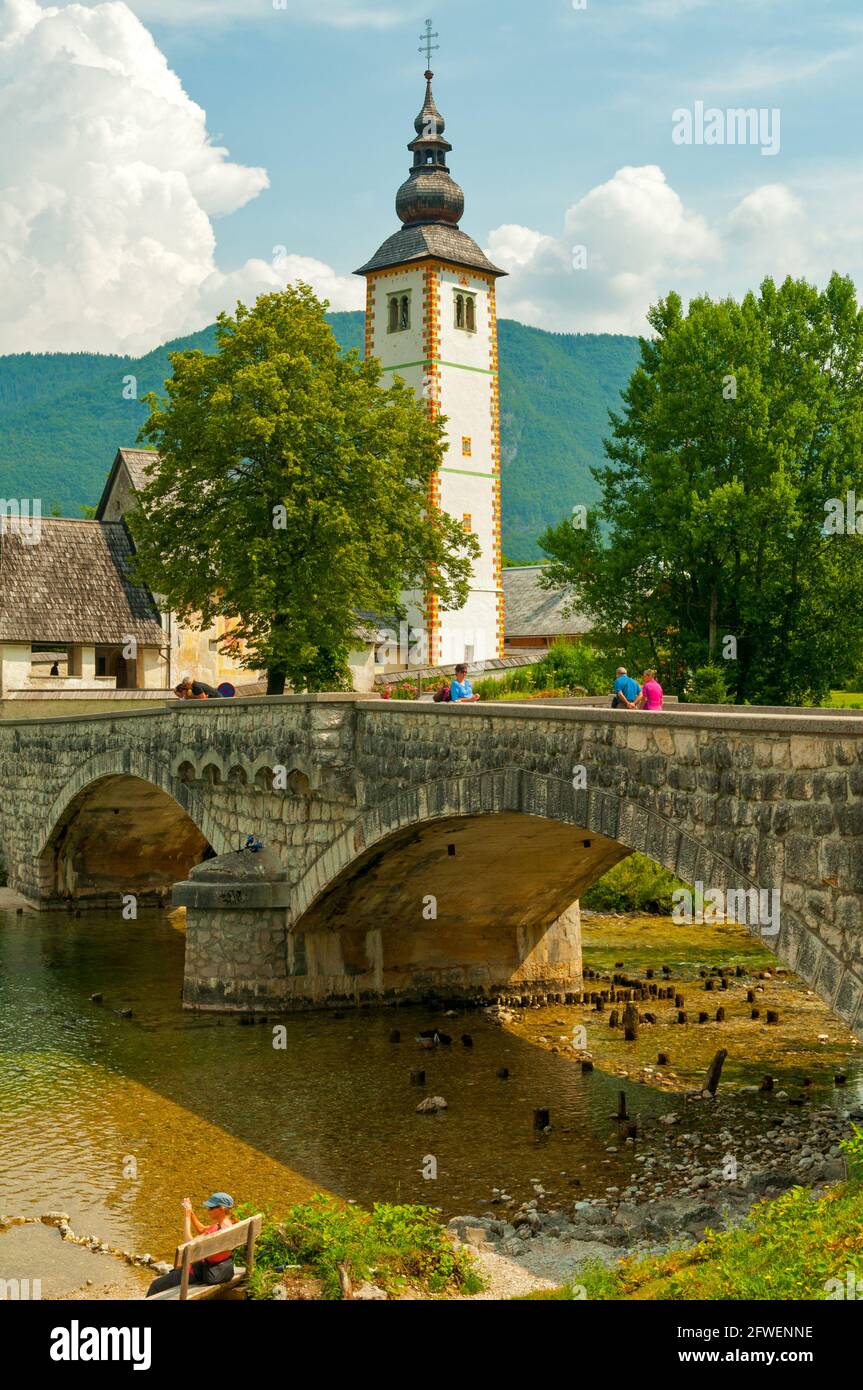 Church of St John the Baptist, Lake Bohinj, Slovenia Stock Photo