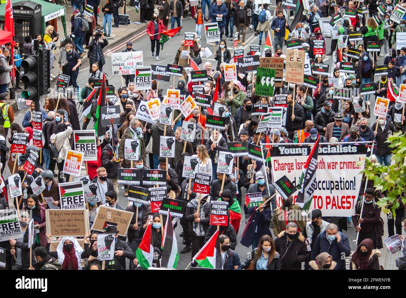 London, England. 22nd May, 2021. Protesters at the National Demo for