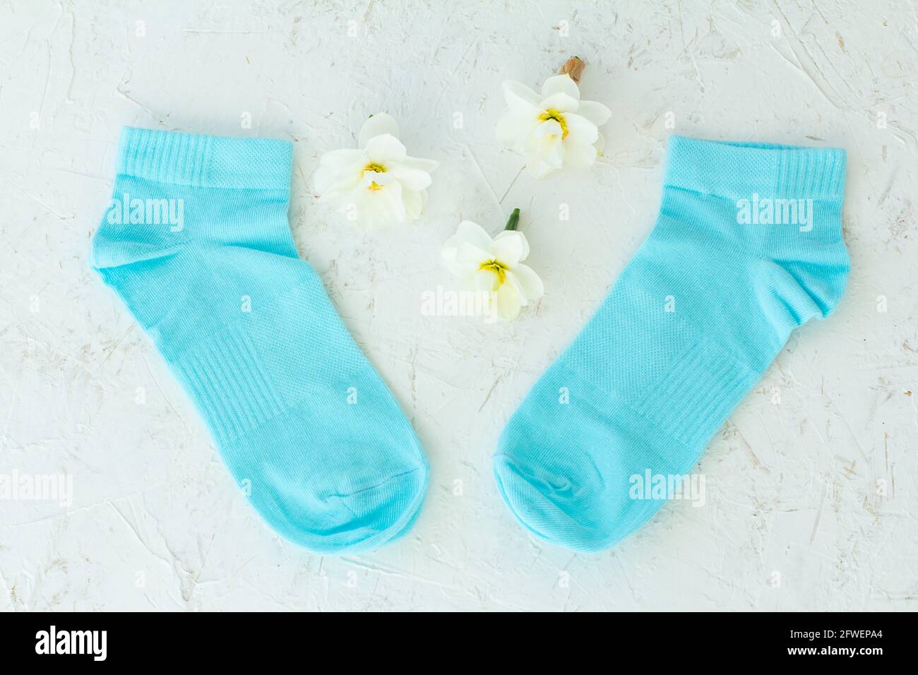 Pair of women socks on white background. Stock Photo