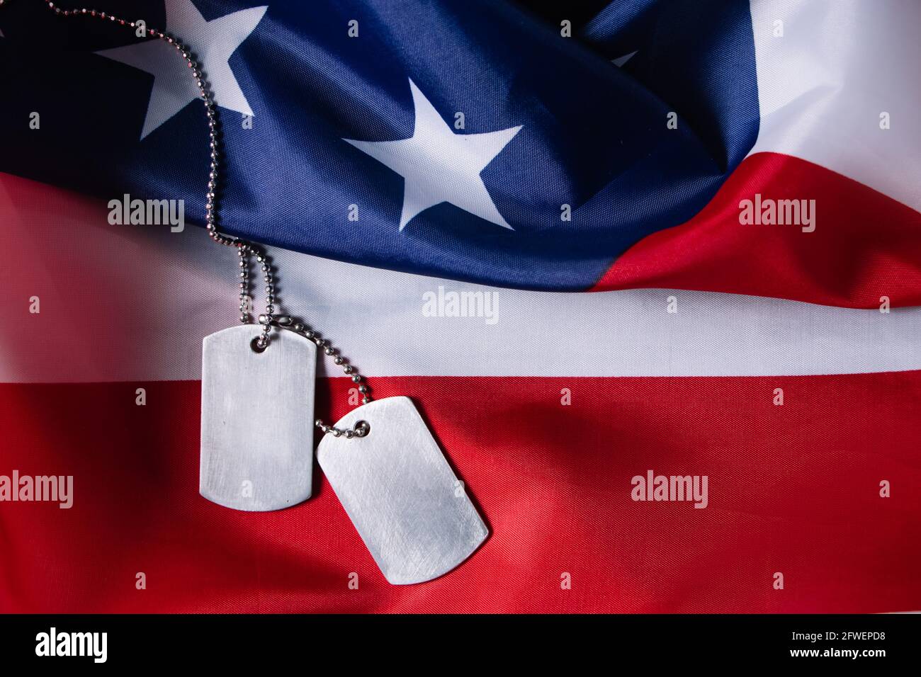 USA Memorial Day concept. American flag and military dog tags. Remember ...