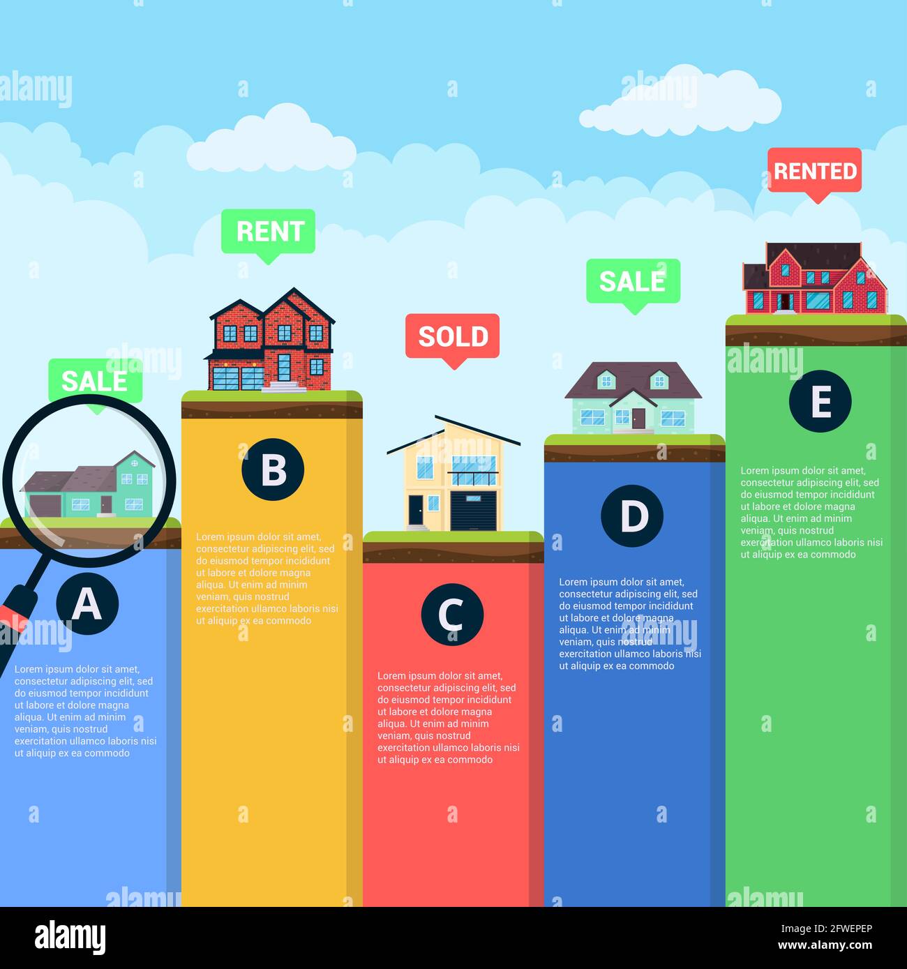 Houses infographic flat style design vector illustration. Stock Vector