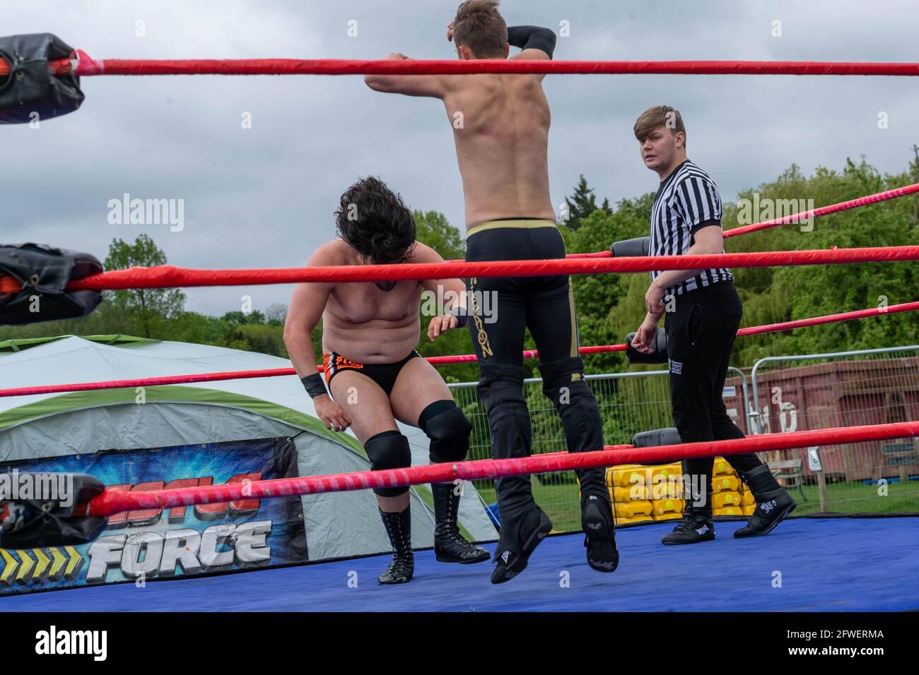 Brentwood Essex 22nd May 2021 The Weald Park Country show, Weald Festival of Dogs, Weald Festival of cars, Weald Country Park, Brentwood Essex, Wrestling display Credit: Ian Davidson/Alamy Live News Stock Photo